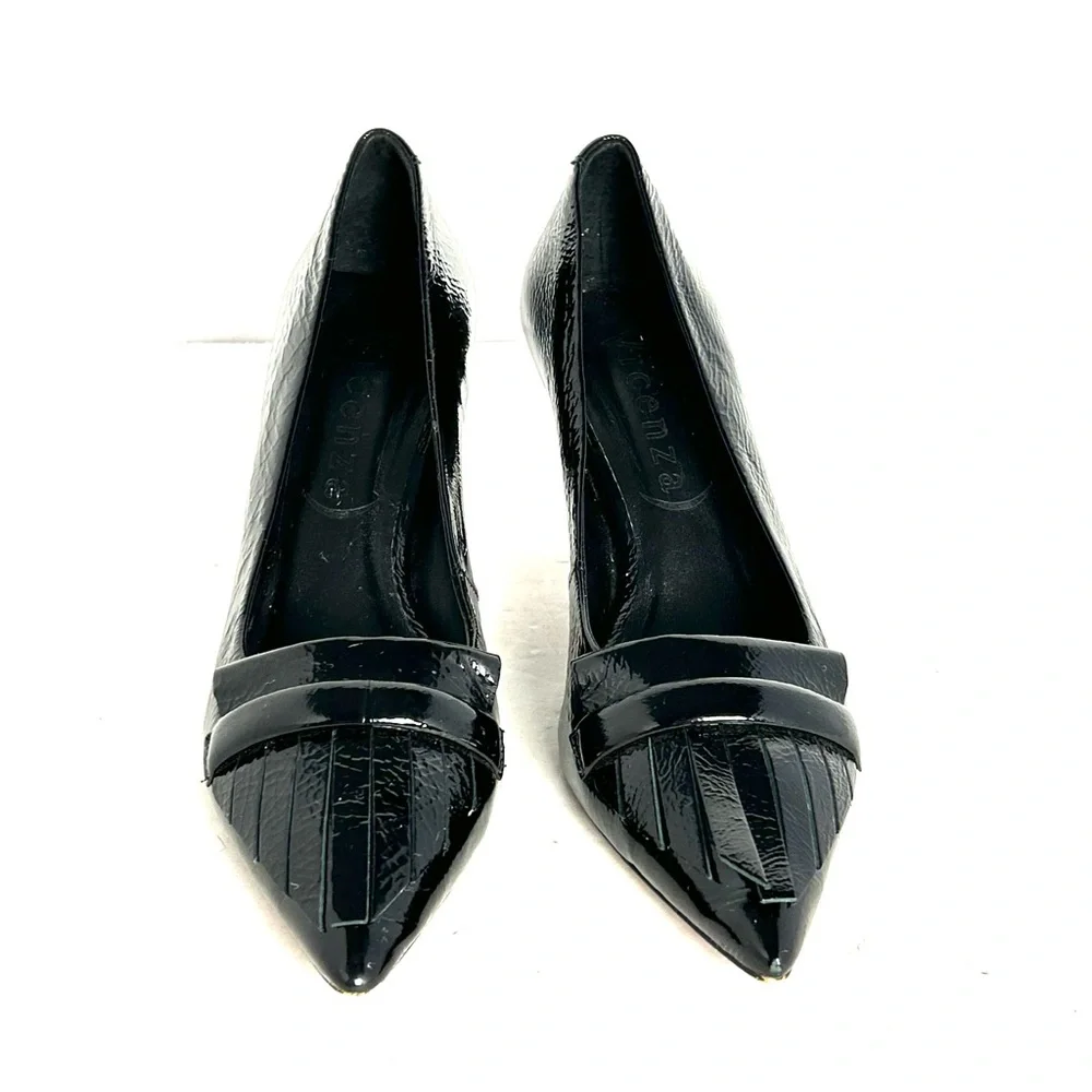 Anthropologie Vicenza Kilty Pointed-toe Patent Leather Heels Pumps Shoes Size 9 - Picture 2 of 12